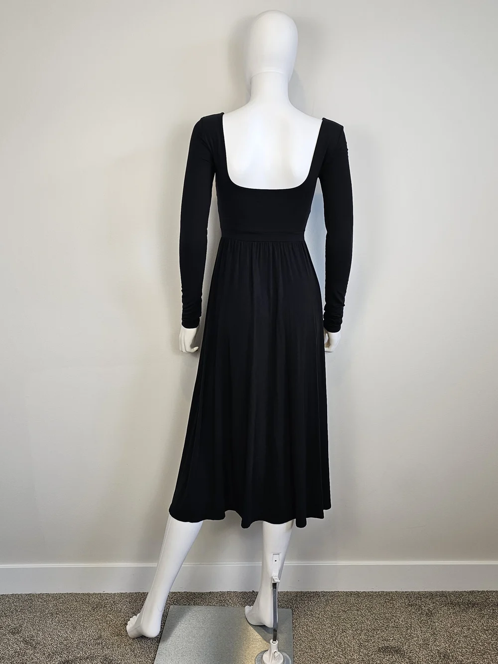 Wilfred Aritzia Market Black Square Neckline A-Line Long Sleeve Dress Sz XS - Picture 6 of 11